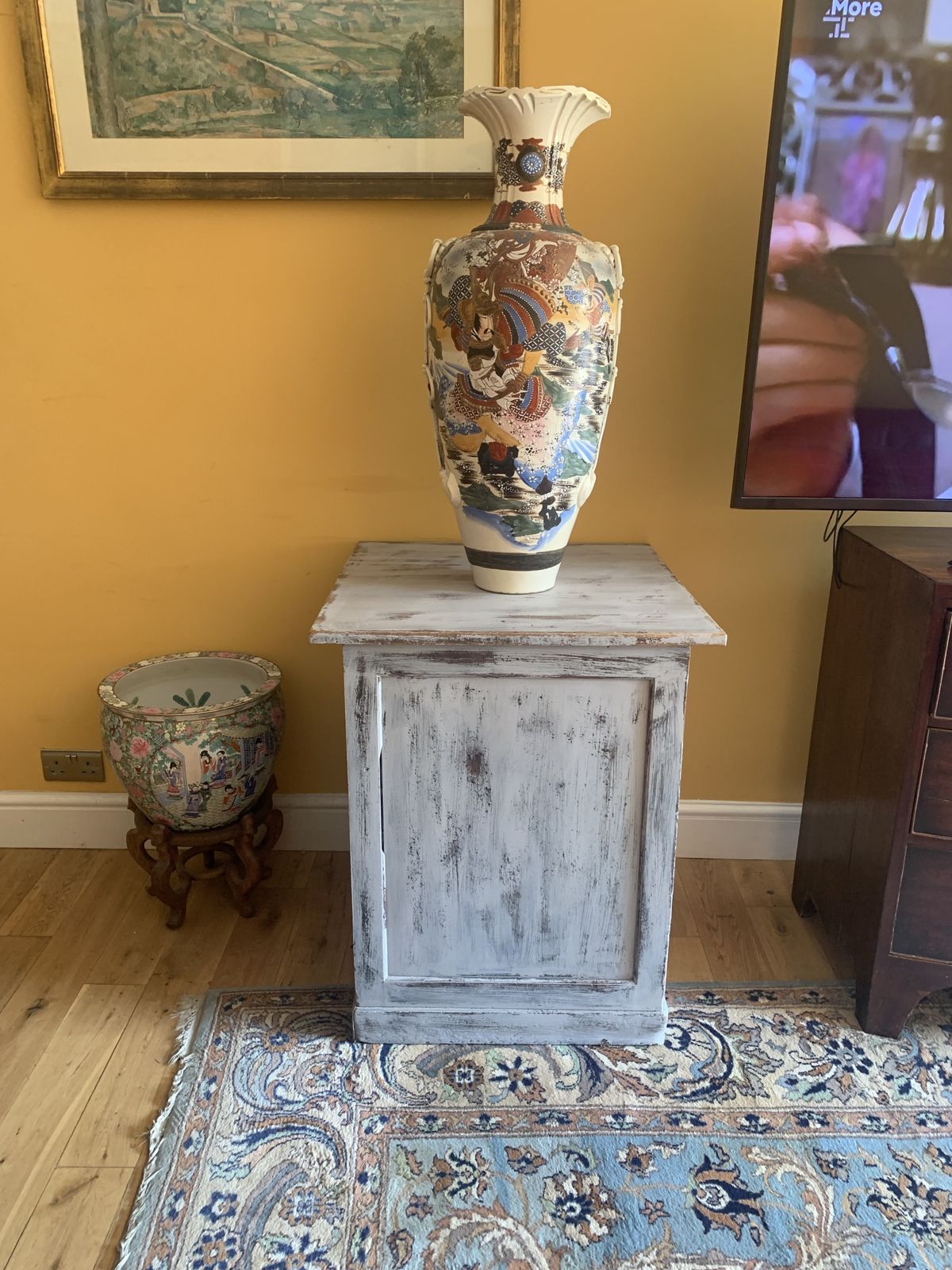 A Pair Of Painted Solid Mahogany Pedestal Cupboards . photo 475.0