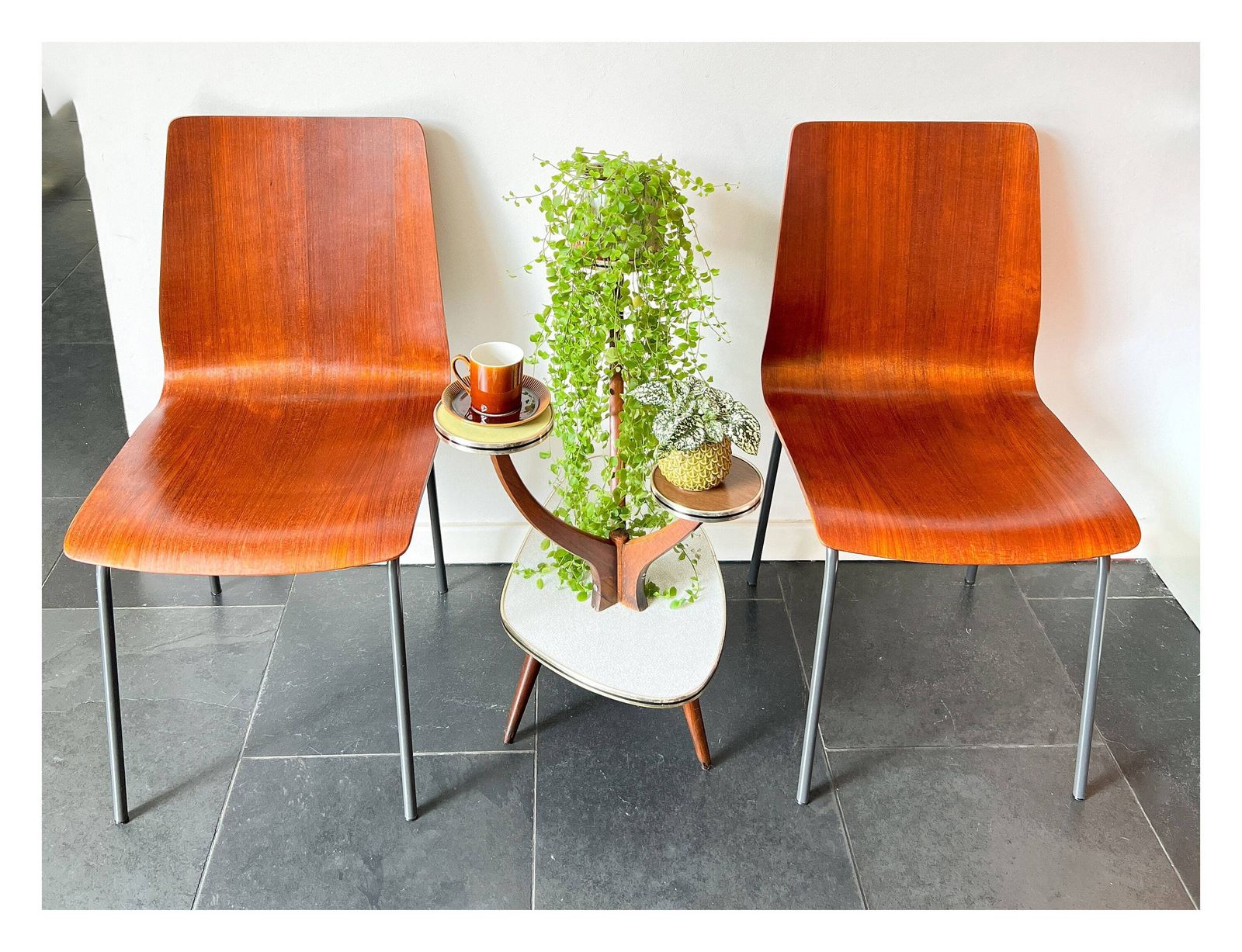 Vintage Auping Stoelen 'Euroika' (2 Beschikbaar) — Dutch Design Door Friso Kramer — Teakfineer, Metaal — 1963