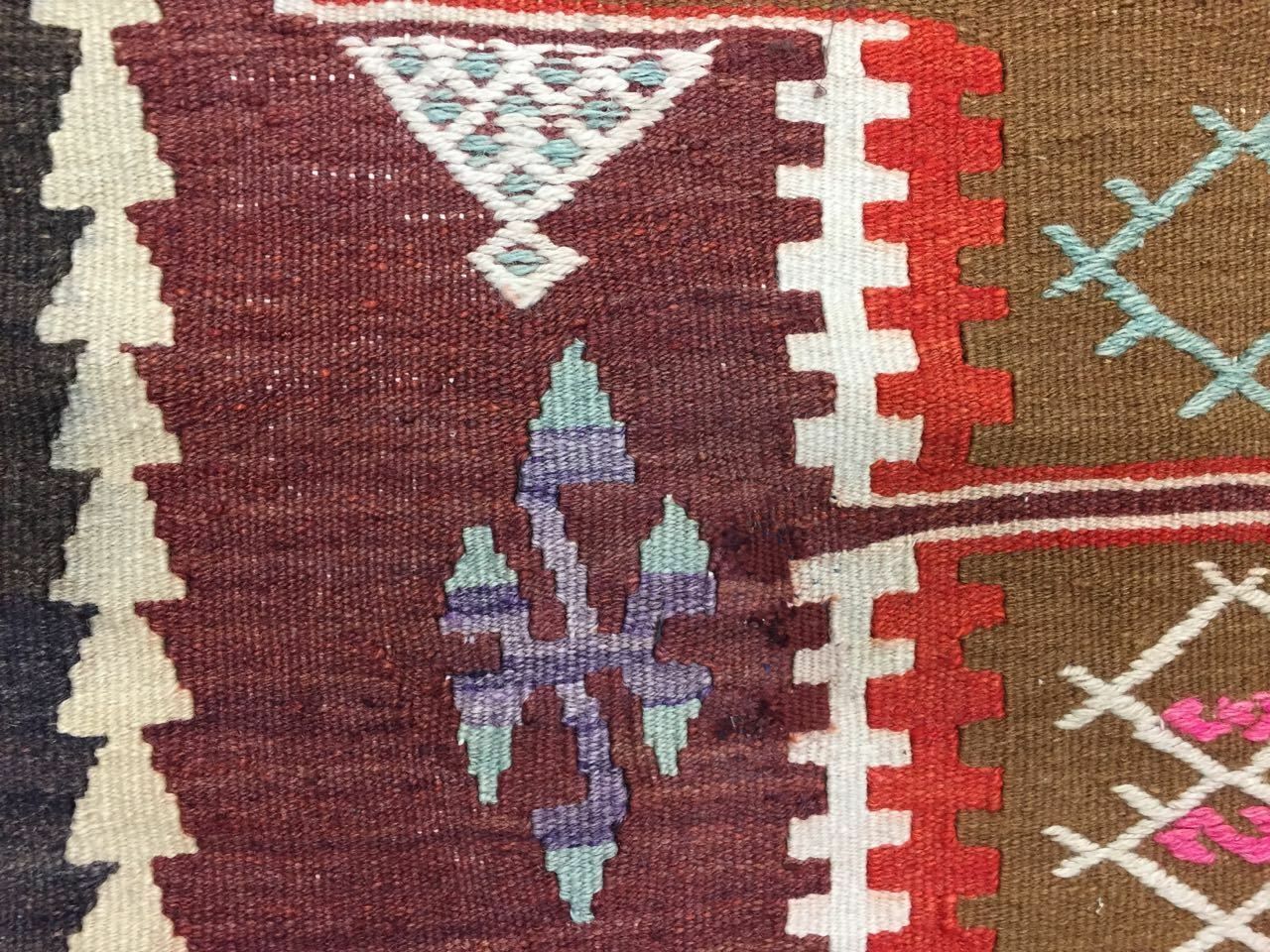 Colourful Old Turkish Kilim Rug 195x109cm Shabby Vintage Antique Kelim photo 595.0