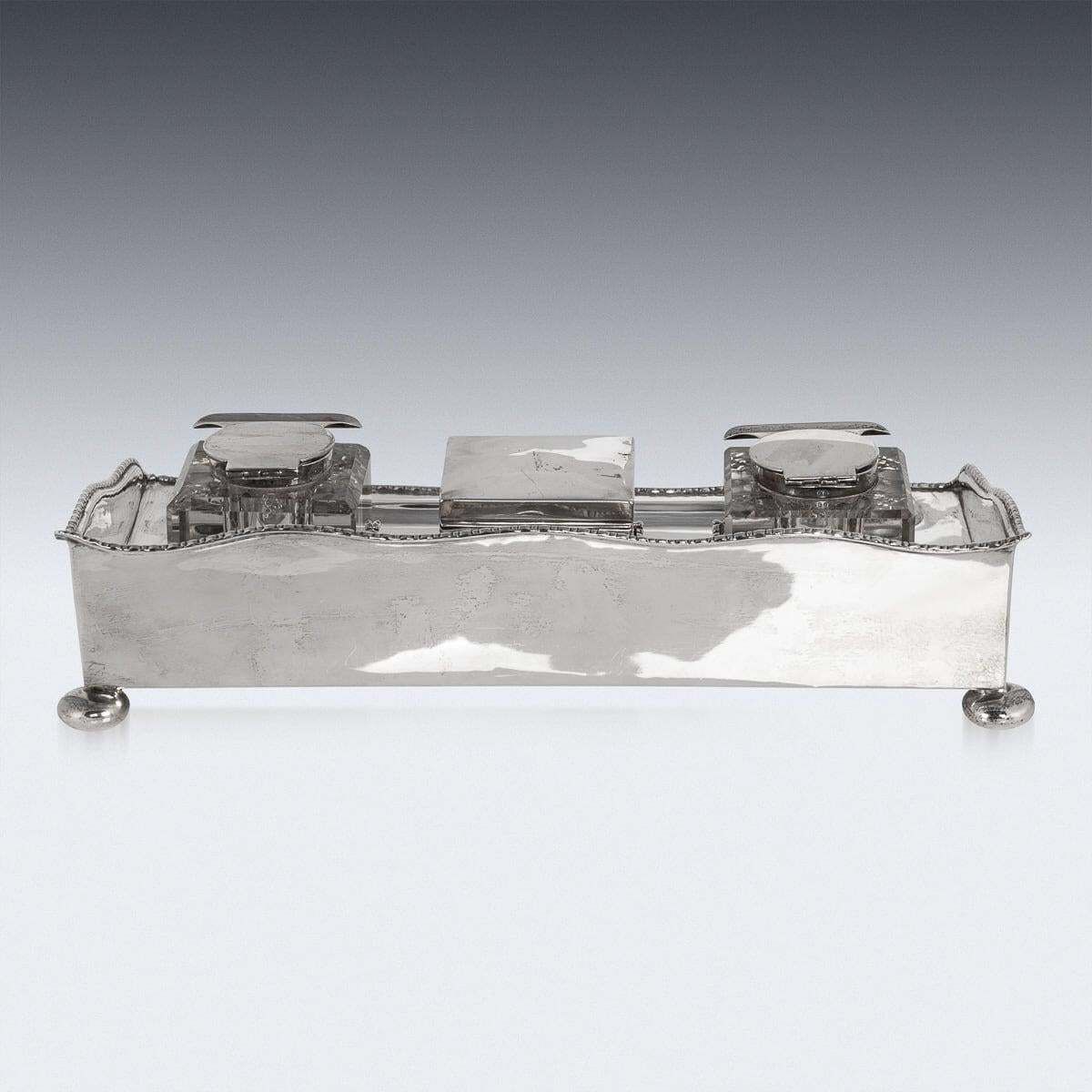 Antique 20th Century Edwardian Solid Silver Inkwell Desk Set, Chester C.1908 photo Home Decor