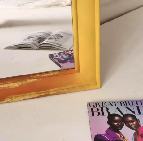 Floor Mirror With Wings, Gold Accents, Quirky, Colourful, Hand Painted, Pink photo Home Decor