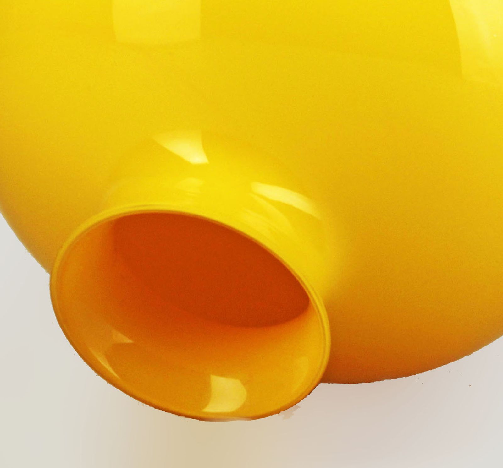 Late 20th Century Danish Bulbous Polished Glass Yellow Vase Of Scandinavian Design photo vintage