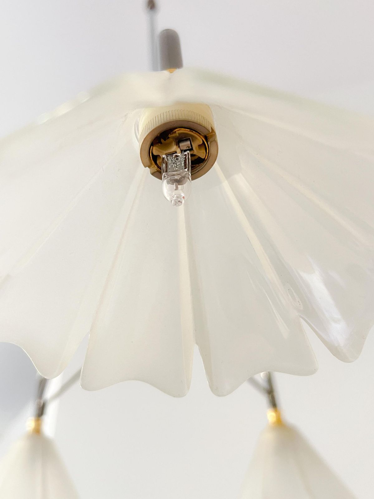 Vintage Chandelier / Ceiling Lamp By Massive   Belgian Design   Brass, Bronze, Glass   Mid Century photo vintage