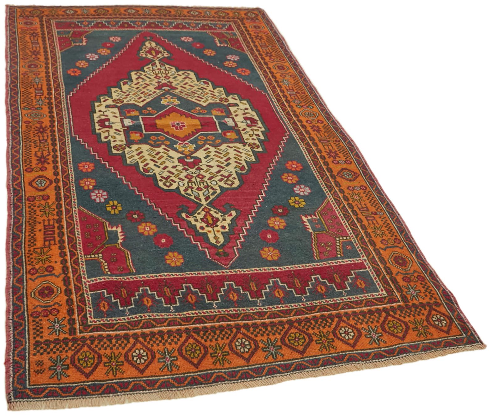 Handmade Vintage Blue Anatolian Rug 131 Cm X 222 Cm photo furniture