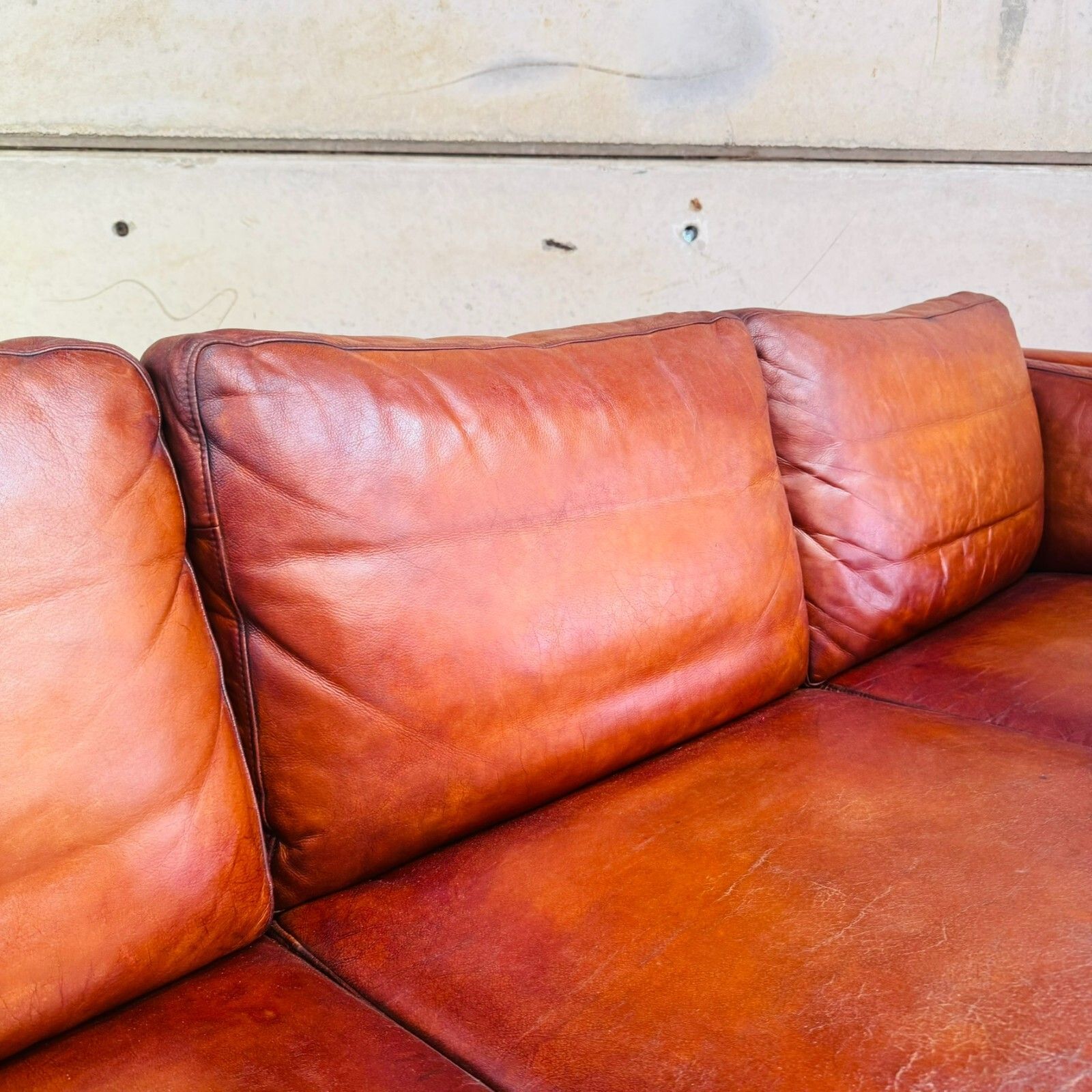 Danish 1970s Cognac Leather Three Seater Sofa By Mogens Hansen #A605 photo buy