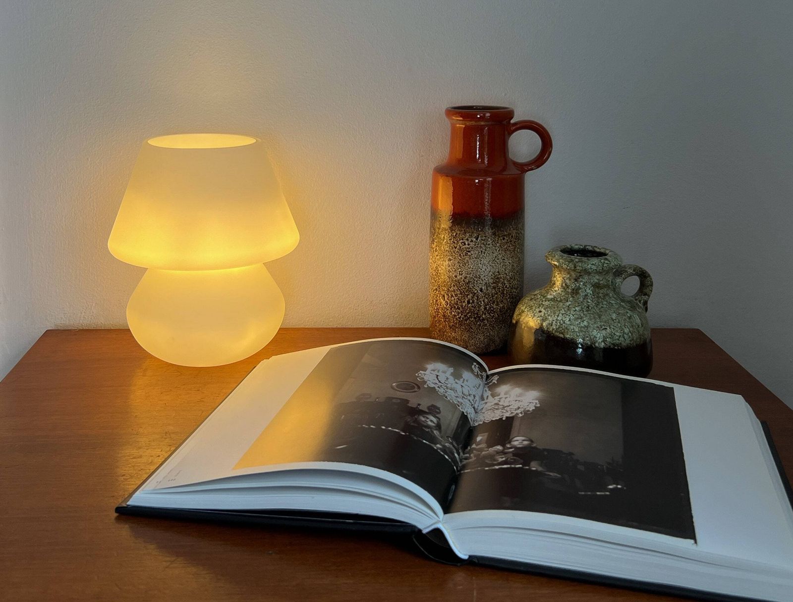 Vintage Mushroom Lamp   Frosted Glass   Table Lamp   Mid Century photo buy