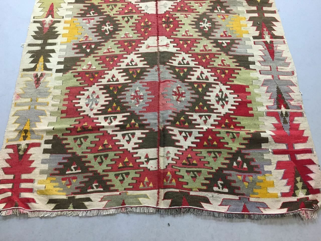 Antique Turkish Kilim Rug 413x127cm Runner Shabby Old Country Home Kelim photo for sale