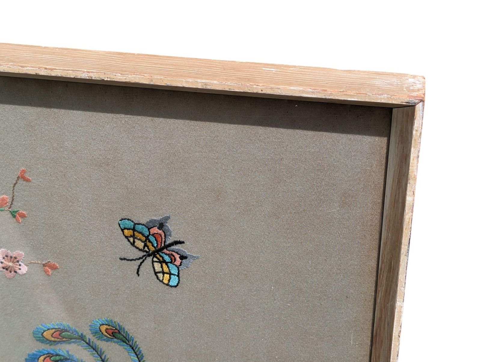 1960s Vintage Chinese Embroidery Framed And Glazed. photo vinterior