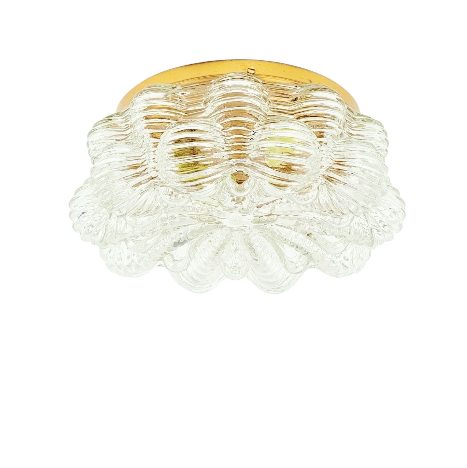 Grote Mid Century Plafondlamp Met Bellenglaswerk En Messing Door Helena Tynell Voor Limburg, Duitsland, Jaren 1960