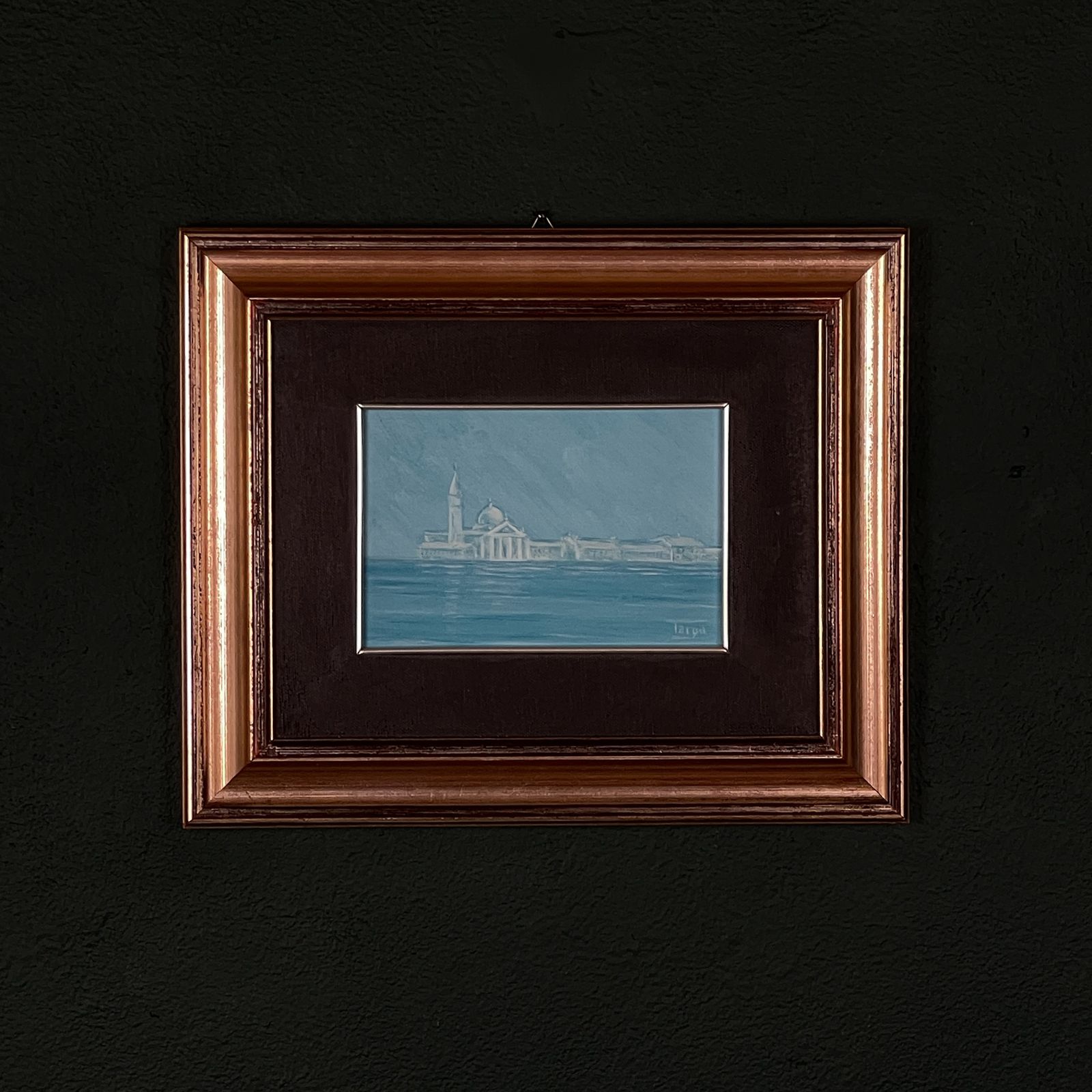 Luigi Targa, Venetian Lagoon In The Heavenly Glare, Padua, Italy, 1970s, Oil On Canvas, Framed photo Art