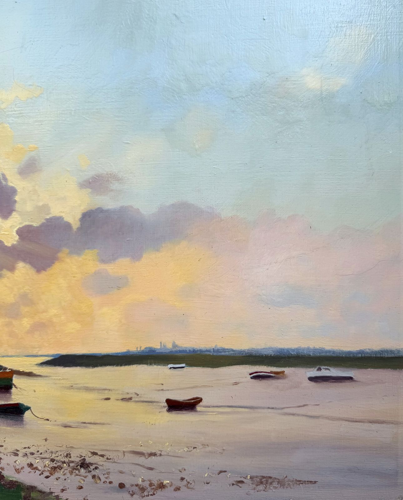 Stanley J Andrews Rsma (British 20c) Oil On Board Estuary Scene photo Art