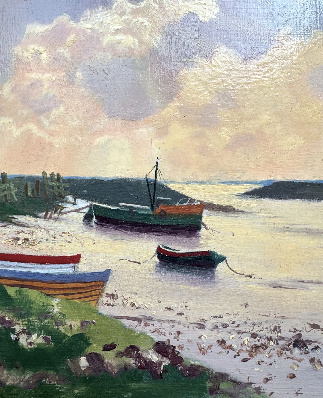 Stanley J Andrews Rsma (British 20c) Oil On Board Estuary Scene photo 145.0