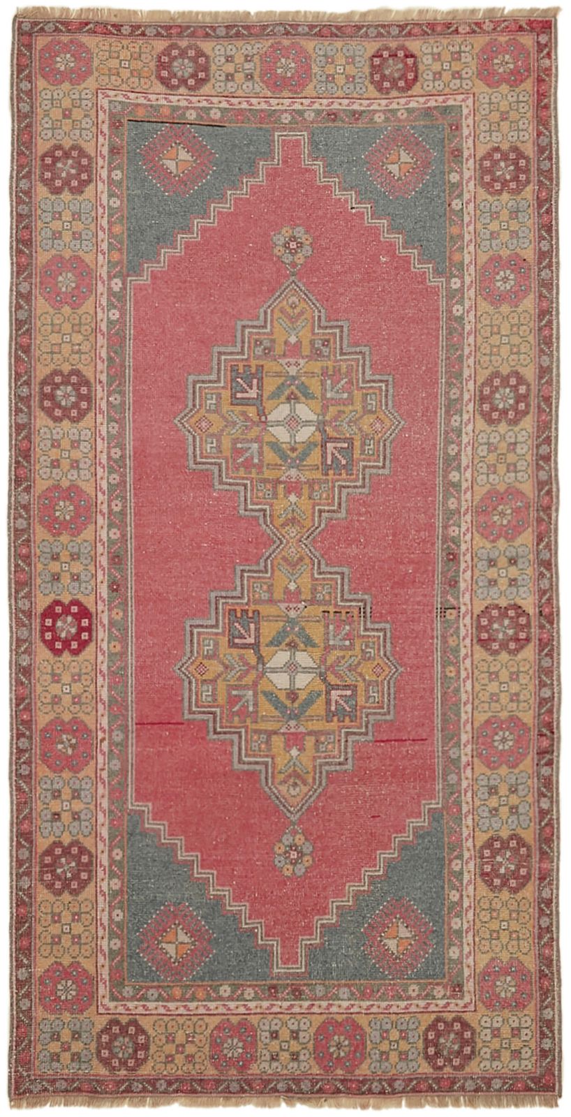 Handmade Anatolian Pink Vintage Rug 115 Cm X 219 Cm