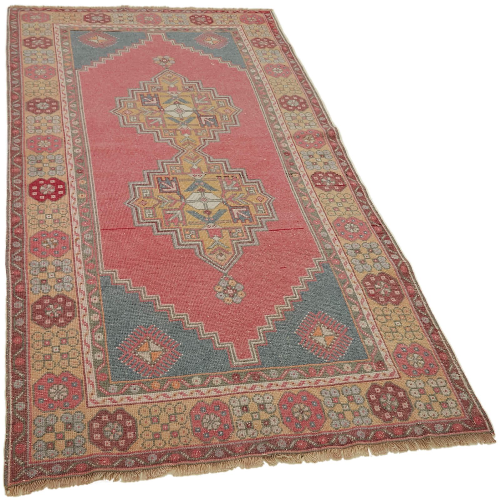 Handmade Anatolian Pink Vintage Rug 115 Cm X 219 Cm photo furniture