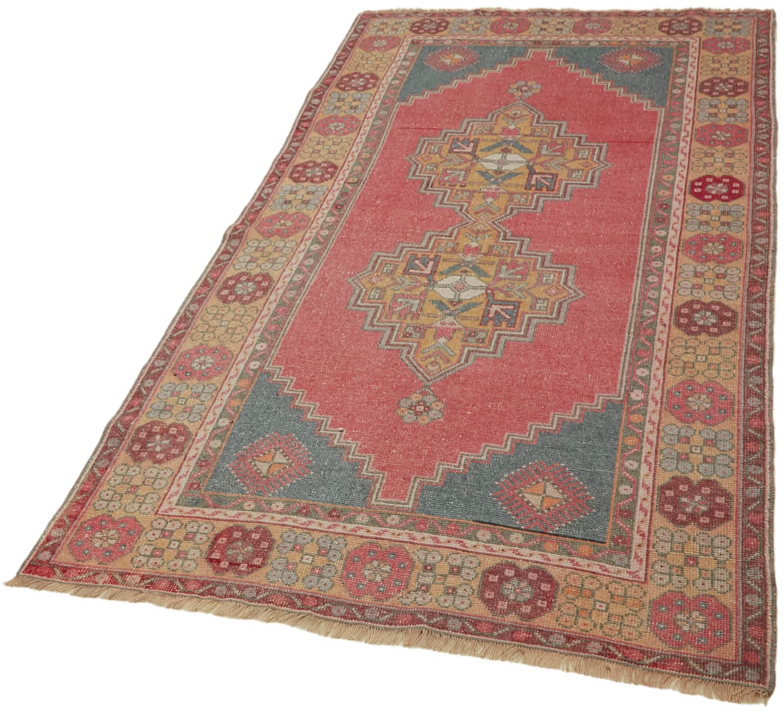 Handmade Anatolian Pink Vintage Rug 115 Cm X 219 Cm photo for sale