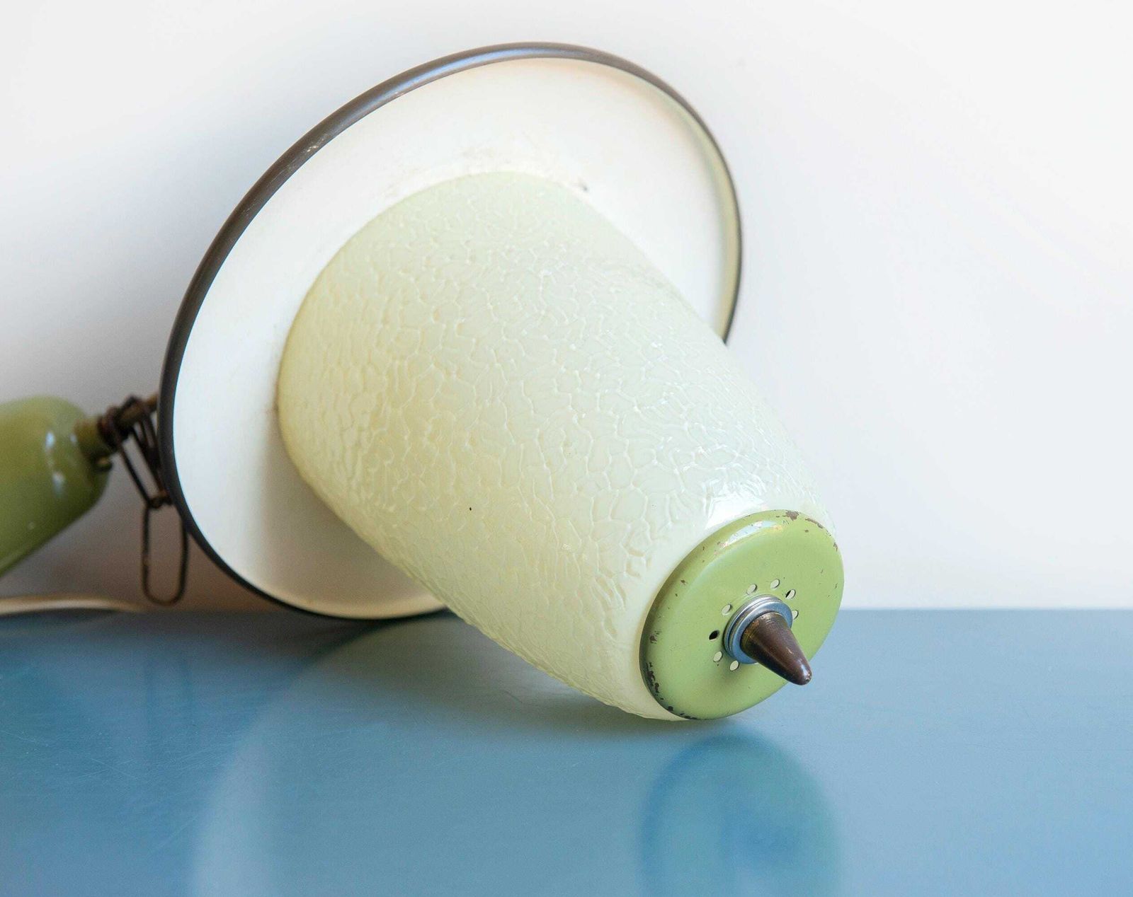 photo furniture Vintage Green Pendant Light, 1970s Design, Decorative Enamel Lamp, Mid Century Modern, Retro Milk Glass Hanging Light