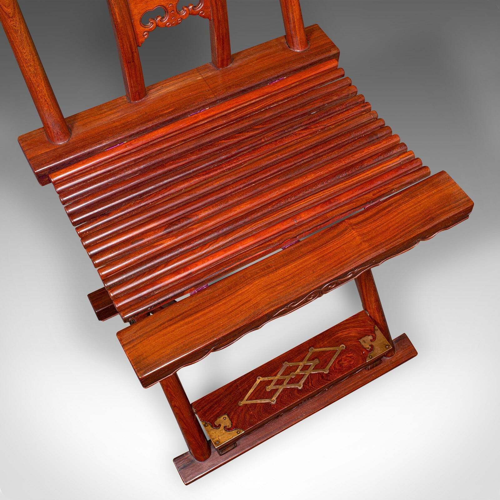photo furniture Vintage Folding Veranda Chair, Oriental, Teak Campaign Seat, Art