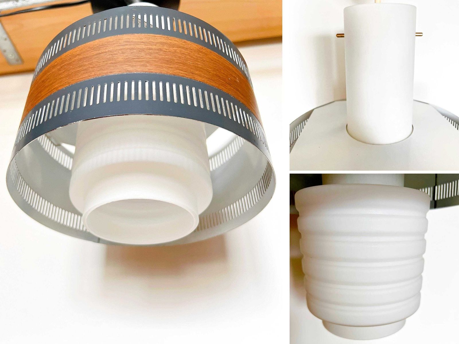 photo furniture Vintage Pendant Lamp   Metal, (Milk) Glass, Wood Look   Scandinavian Design   Mid Century   50/60s