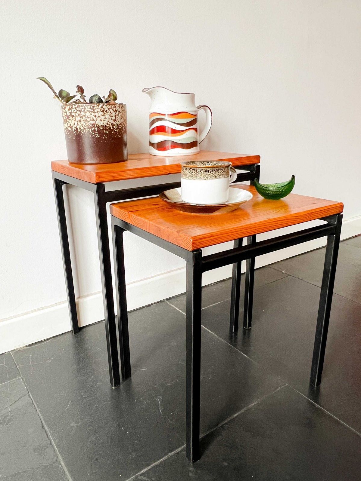 Vintage Side Tables / Nesting Tables   Wood, Metal   Mid Century   Mimi Set   Pastoe   Dutch Design   Cees Braakman photo 126.0