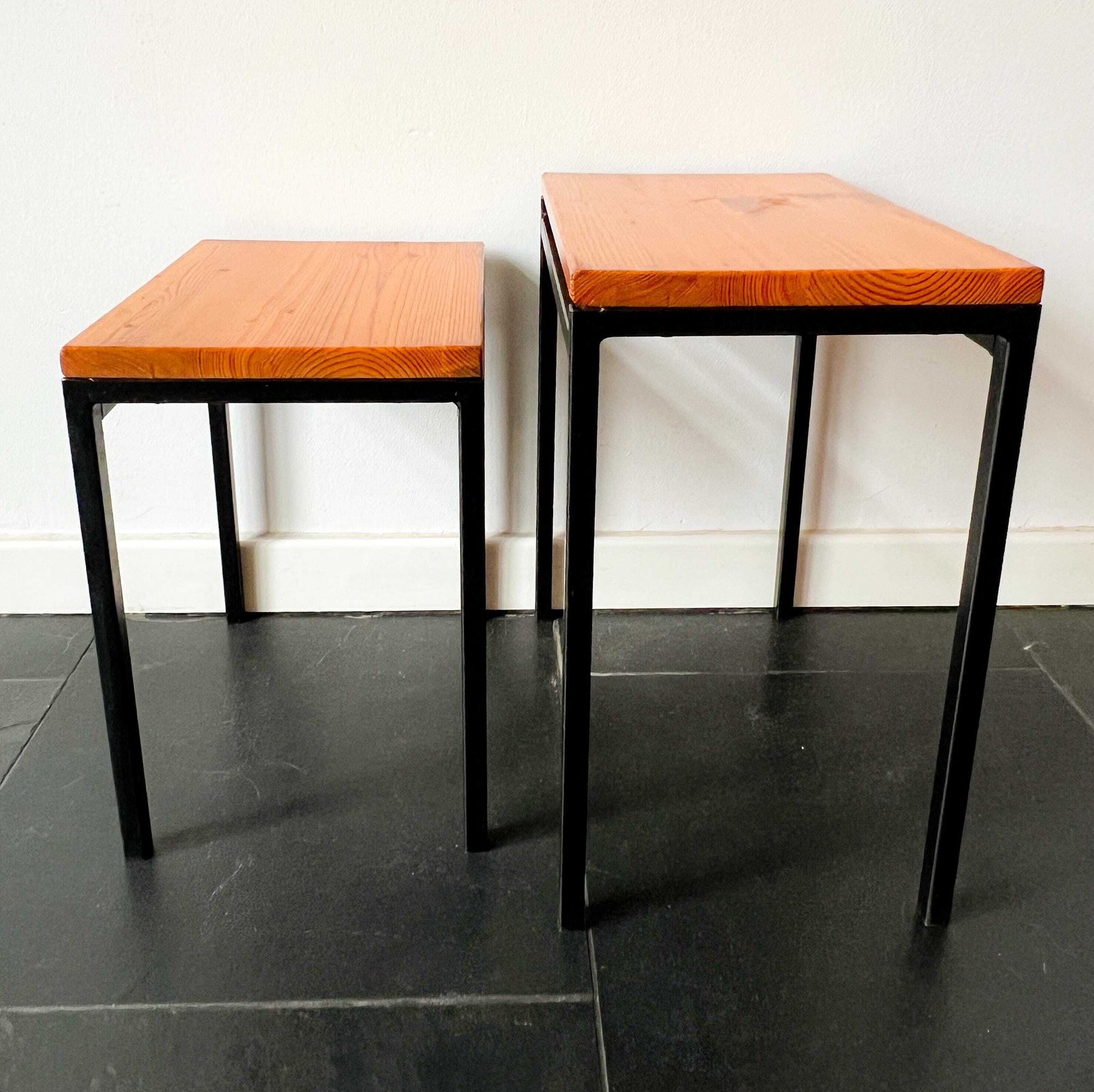 Vintage Side Tables / Nesting Tables   Wood, Metal   Mid Century   Mimi Set   Pastoe   Dutch Design   Cees Braakman photo vintage