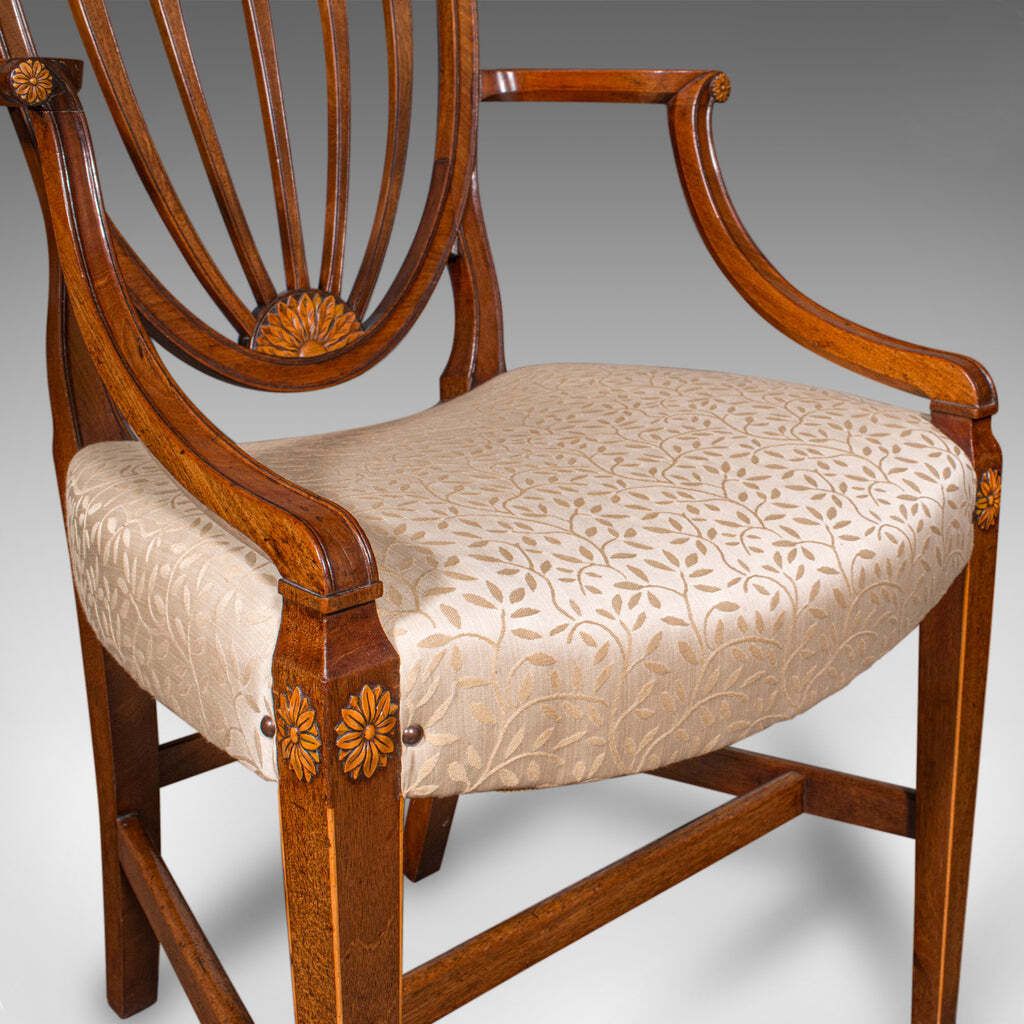 Furniture Antique Dining Chair Suite, English, Carver & Slipper Chairs, Georgian, C.1800 photo