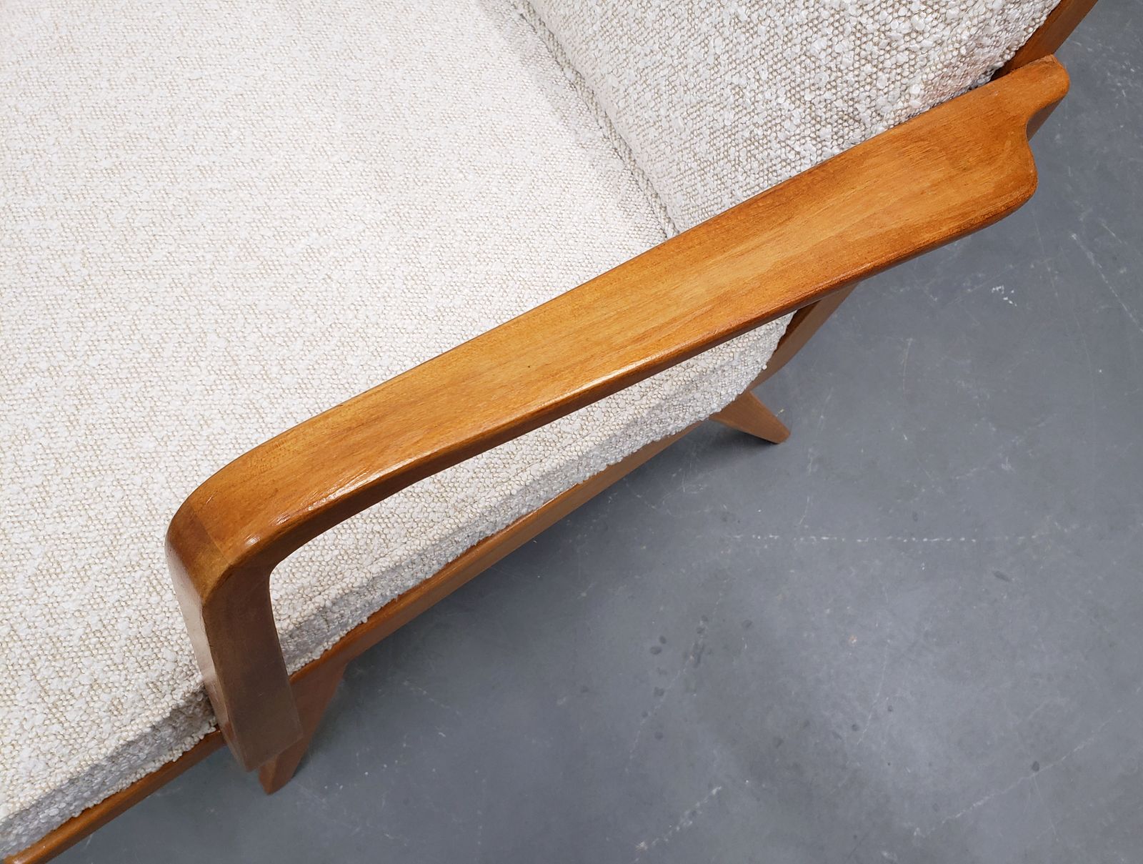 1950 Armchair By Wilhelm Knoll For Antimott In Premium Ivory Boucle photo vinterior