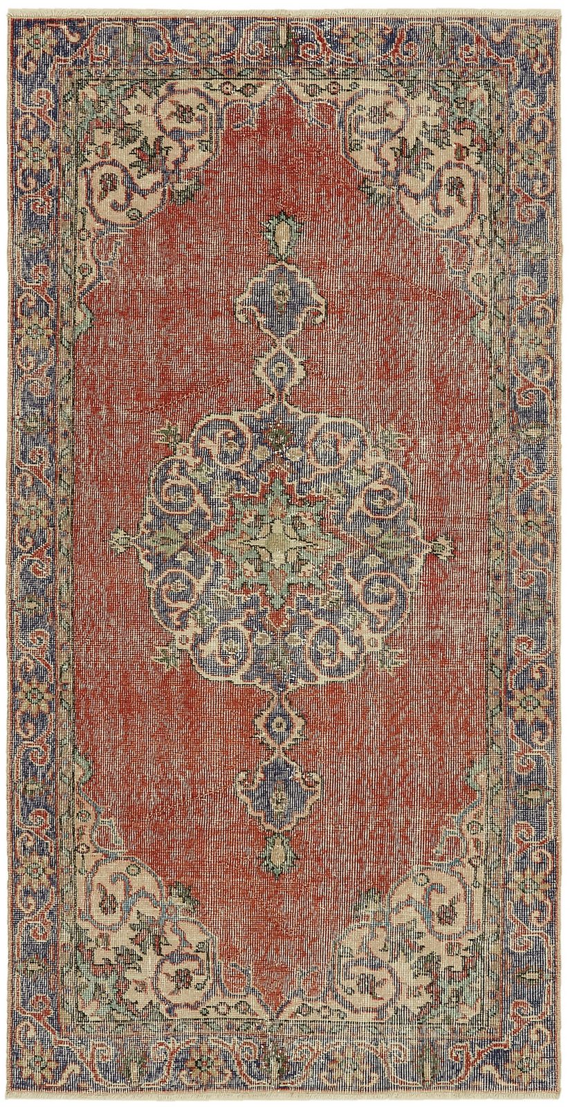 3x7 Red Turkish Vintage Area Rug   45876