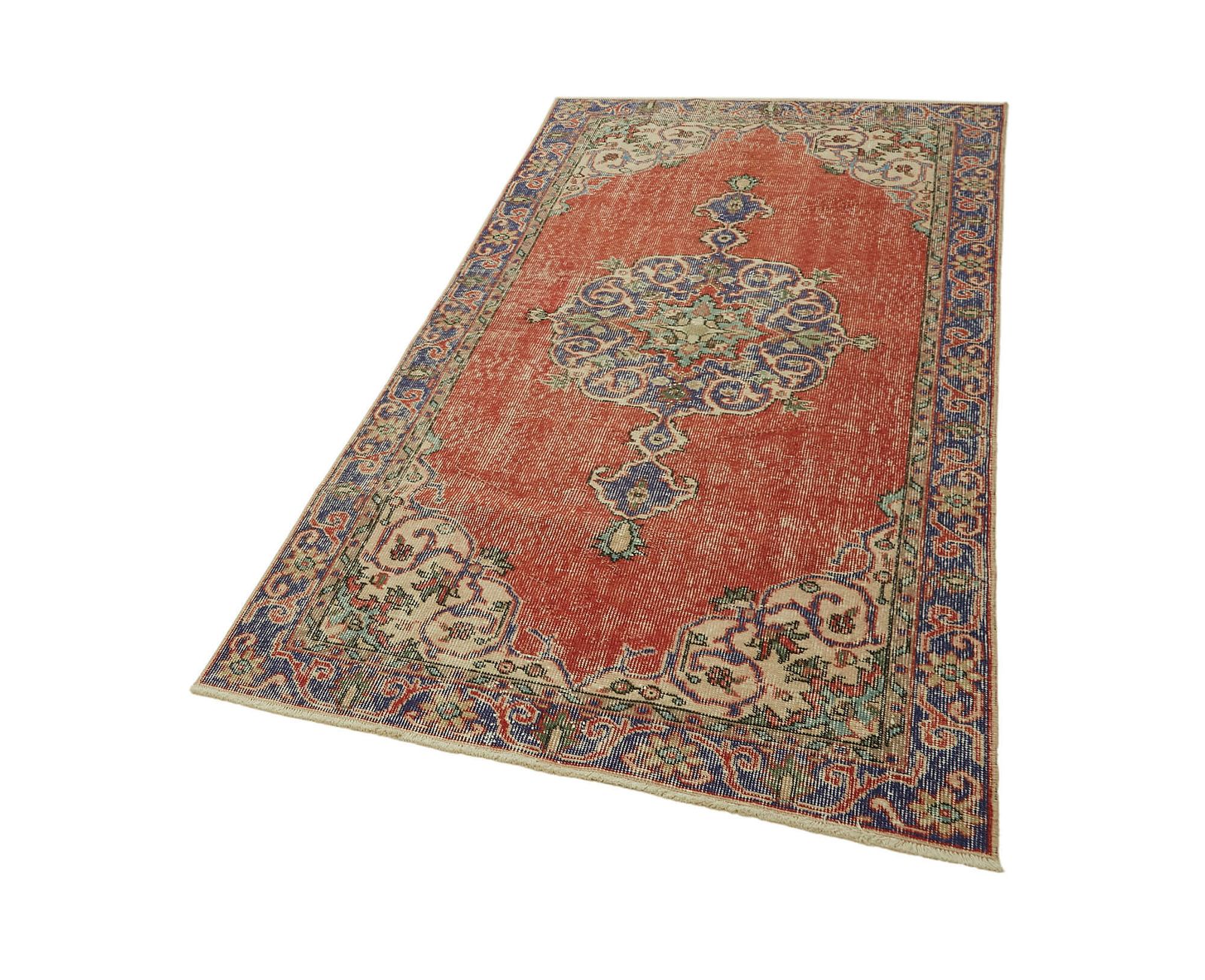 3x7 Red Turkish Vintage Area Rug   45876 photo for sale