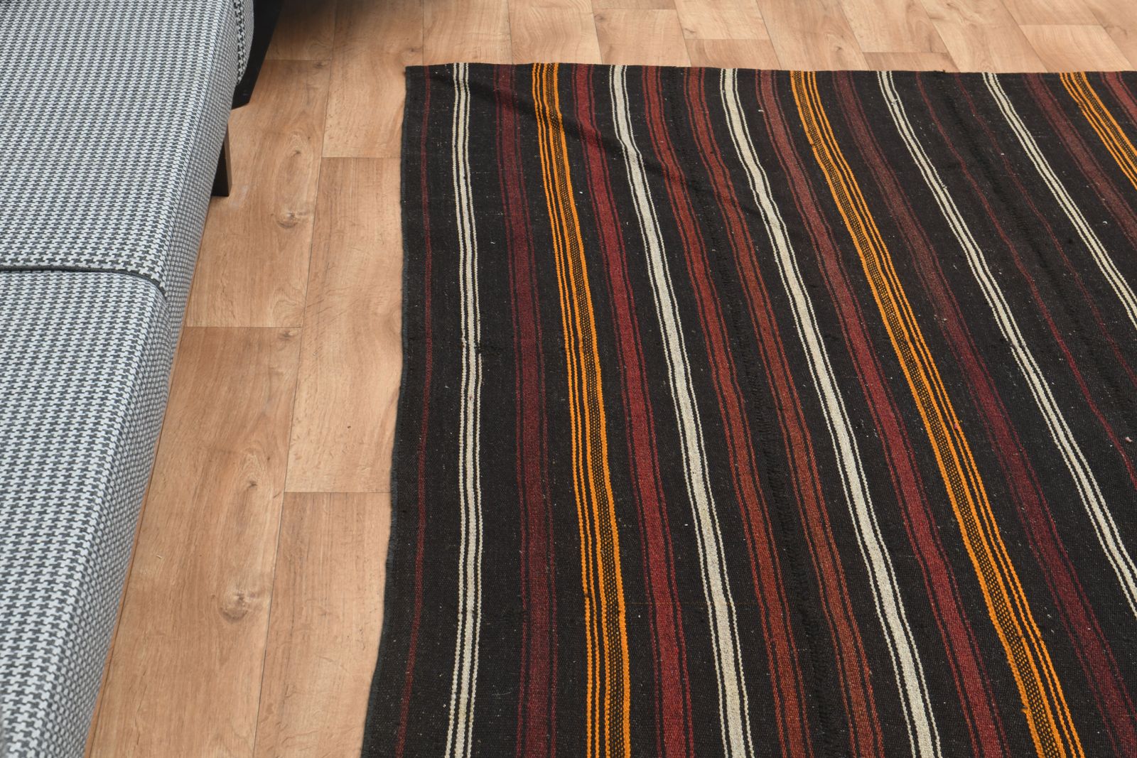 6'5x9'9 Ft, Flatweave Turkish Kilim, Handmade, Soft Wool, Striped Design, Black Red Color, Vintage Kilim, Farmhouse Decor, Rugs For Living Room, Star photo 856.0