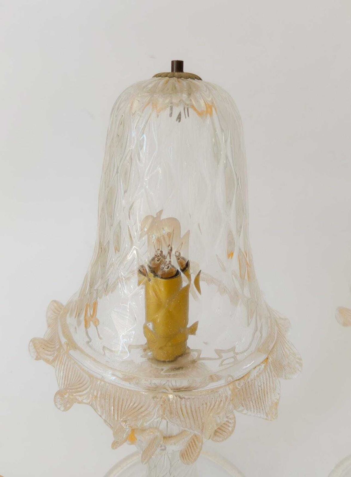 Pair Of 1940s Murano Glass Table Lamps Barovier Gold Leaf Mushroom photo Lighting