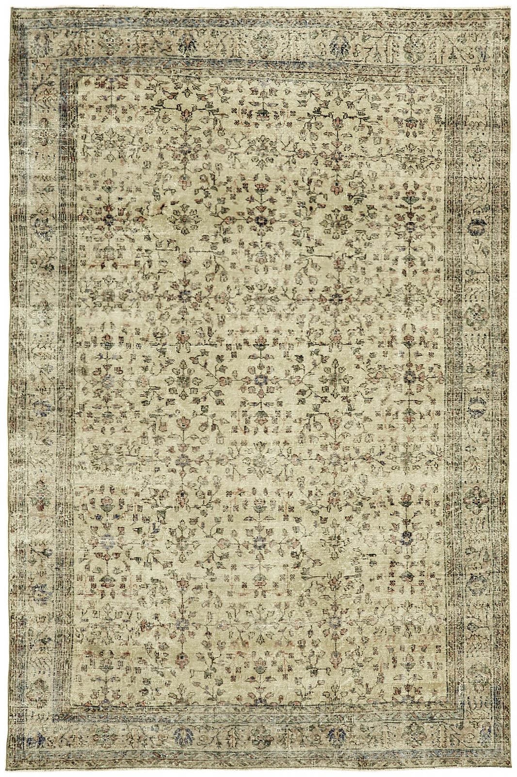 Handmade Beige Turkish Vintage Area Rug 314 Cm X 208 Cm