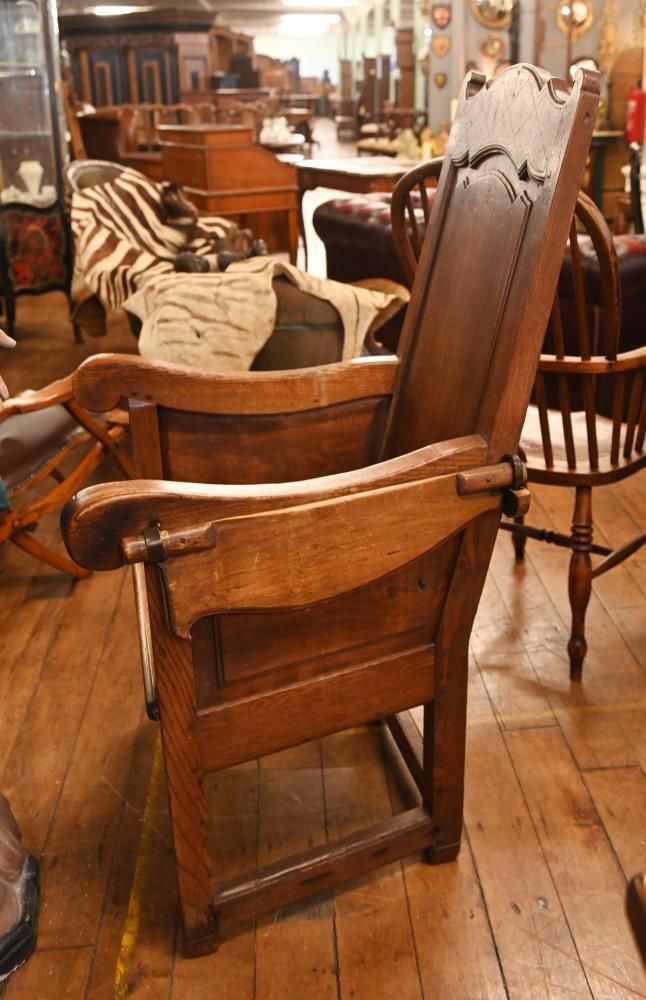 English Oak Lambing Chair Farmhouse Rustic Interiors 1900 photo Furniture