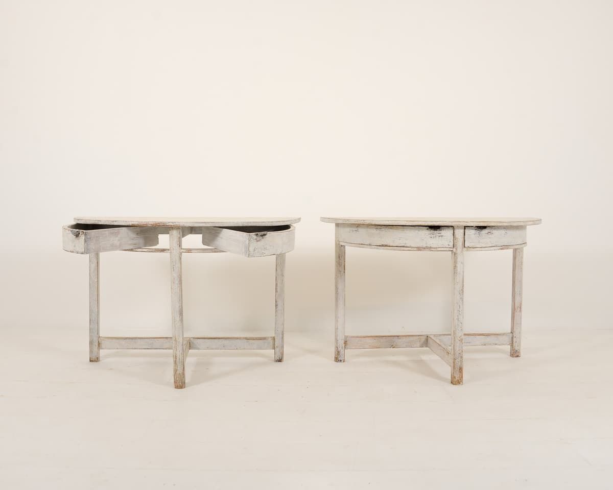 Pair Of Swedish Demi Lunes With Drawers photo Furniture