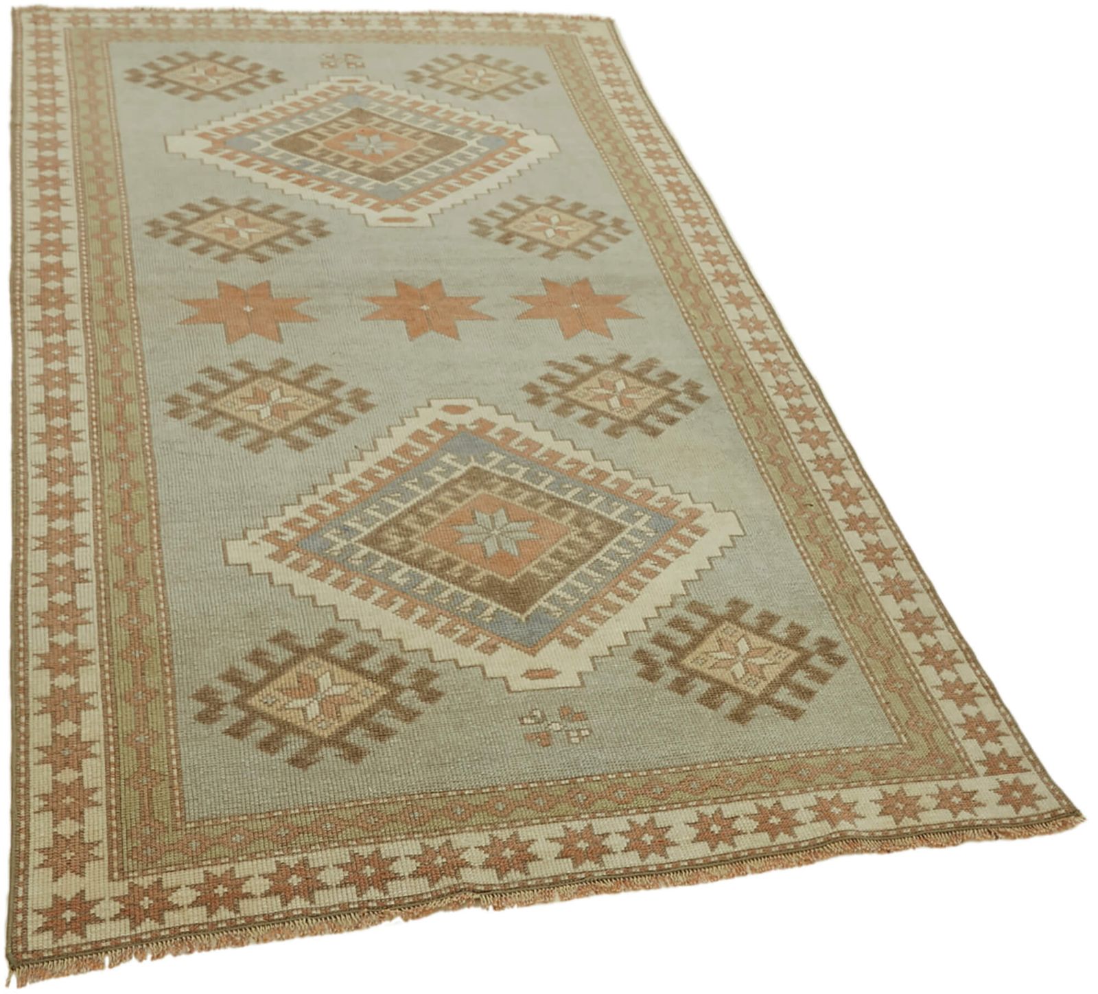 Handmade Vintage Blue Anatolian Runner Rug 127 Cm X 211 Cm photo furniture