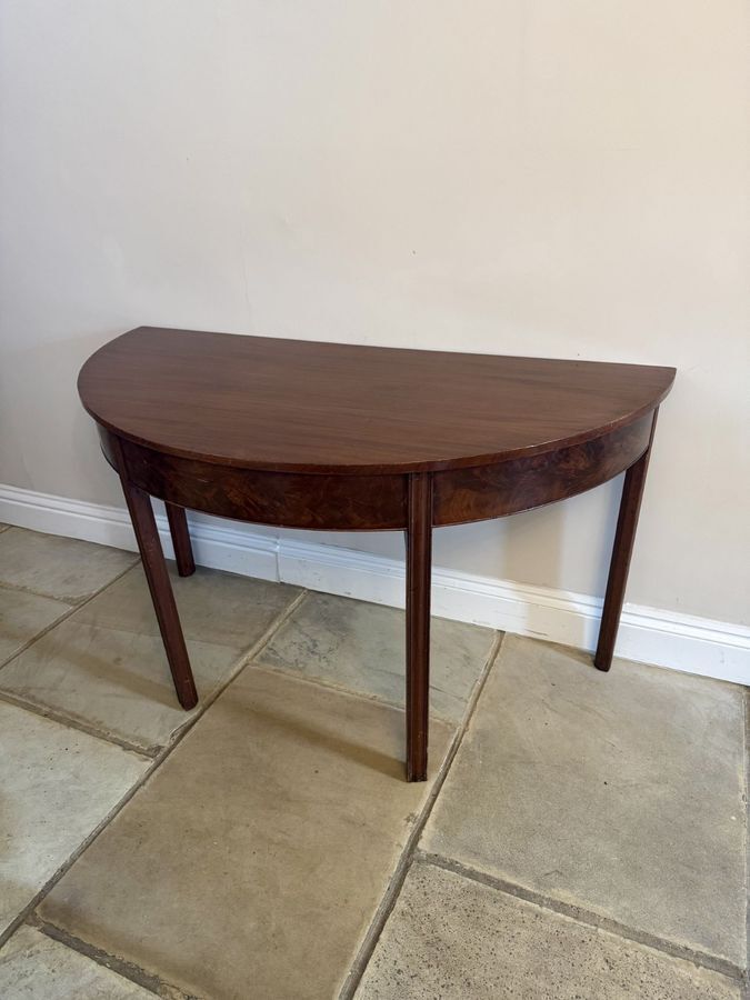 Pair Of Quality Figured Mahogany Antique George III Demi Lune Console Tables photo furniture