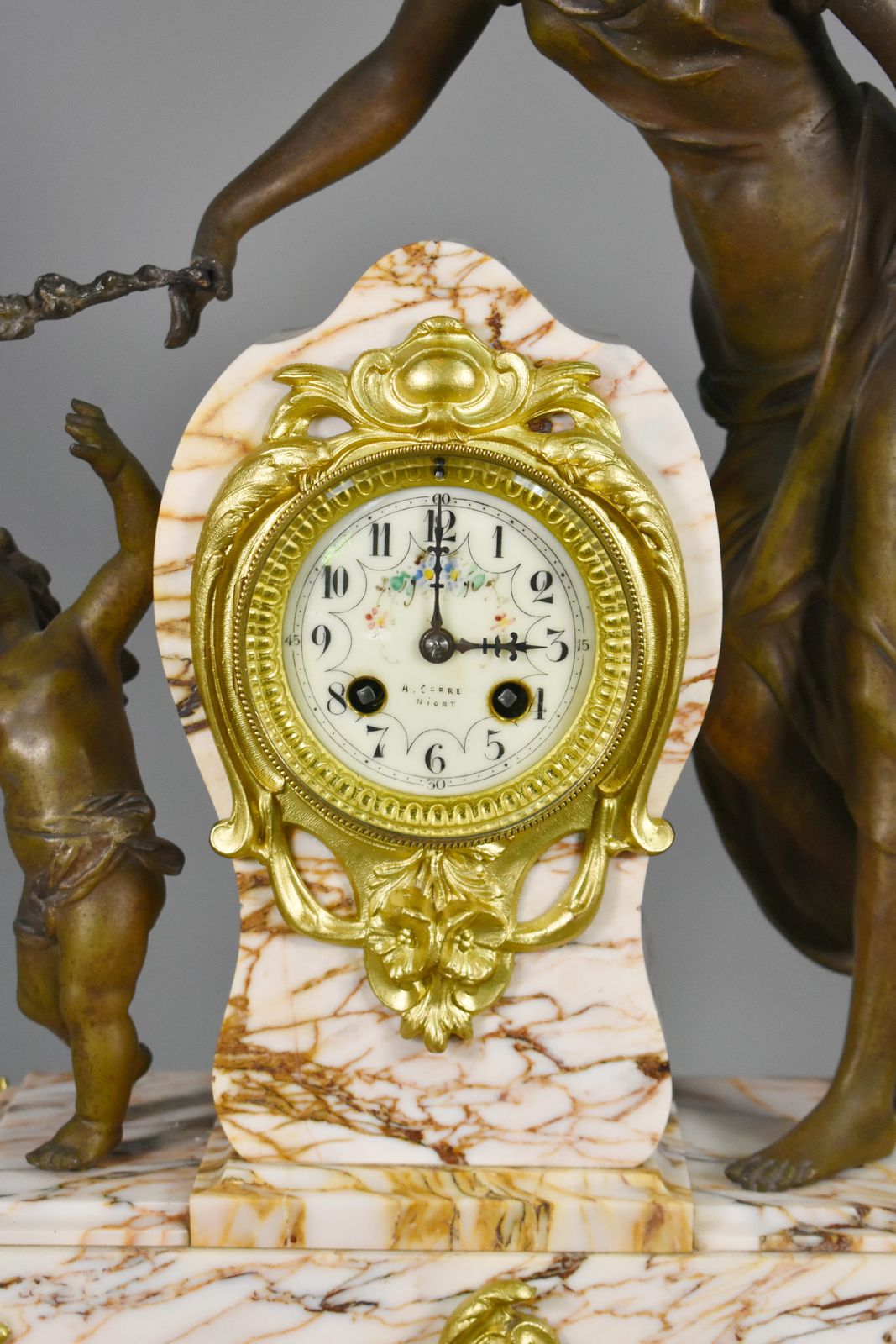 Large French Art Nouveau Mantel Clock And Garniture photo 2500.0