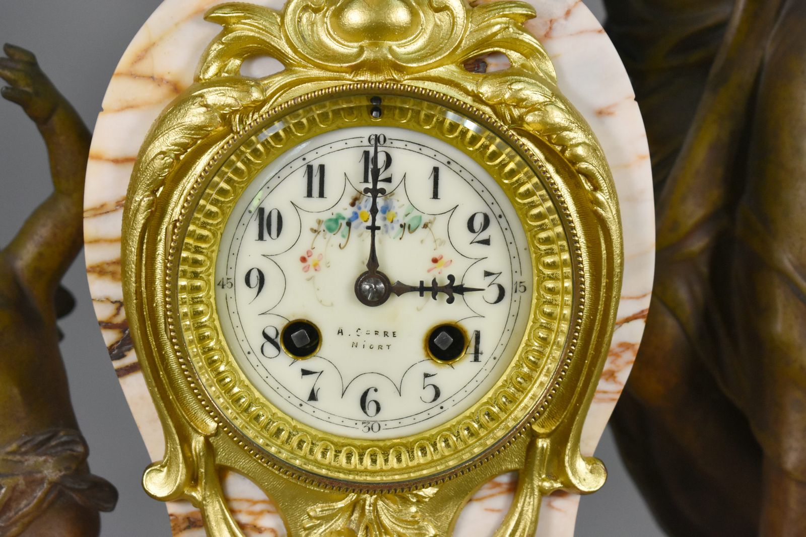 Large French Art Nouveau Mantel Clock And Garniture photo vinterior