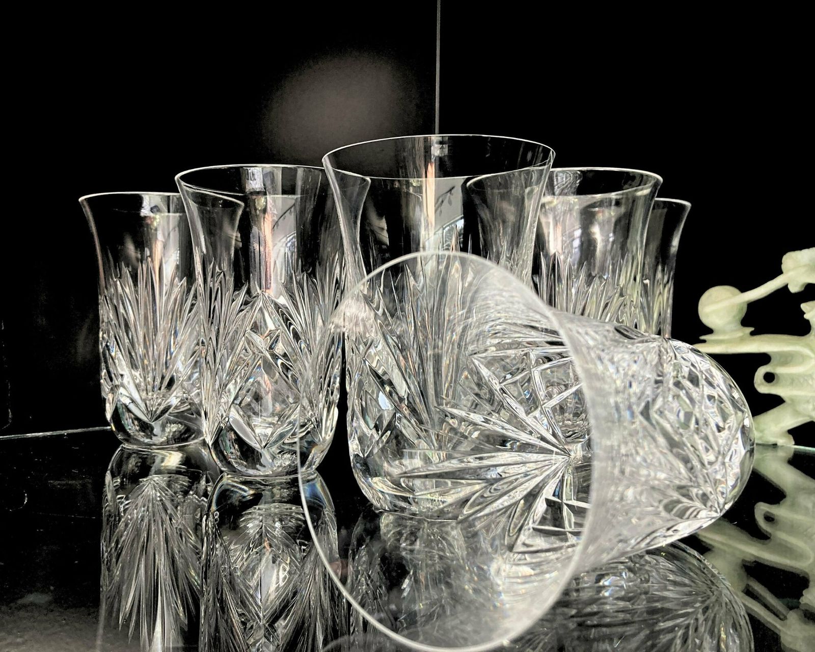 Nachtmann Nierstein Water Glasses | 6pcs Small Vas | Cut Criss Cross & Fan Design | 1965 1980