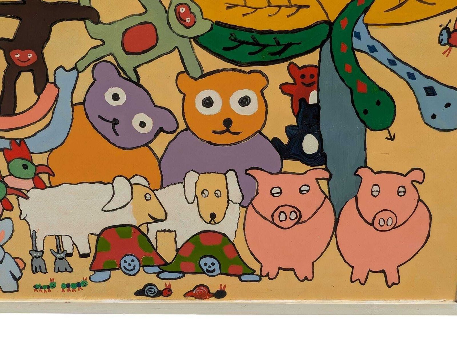 Original Huge Vintage Painting On Wood Board 'The After Party'. Made In England, Unsigned. photo Art