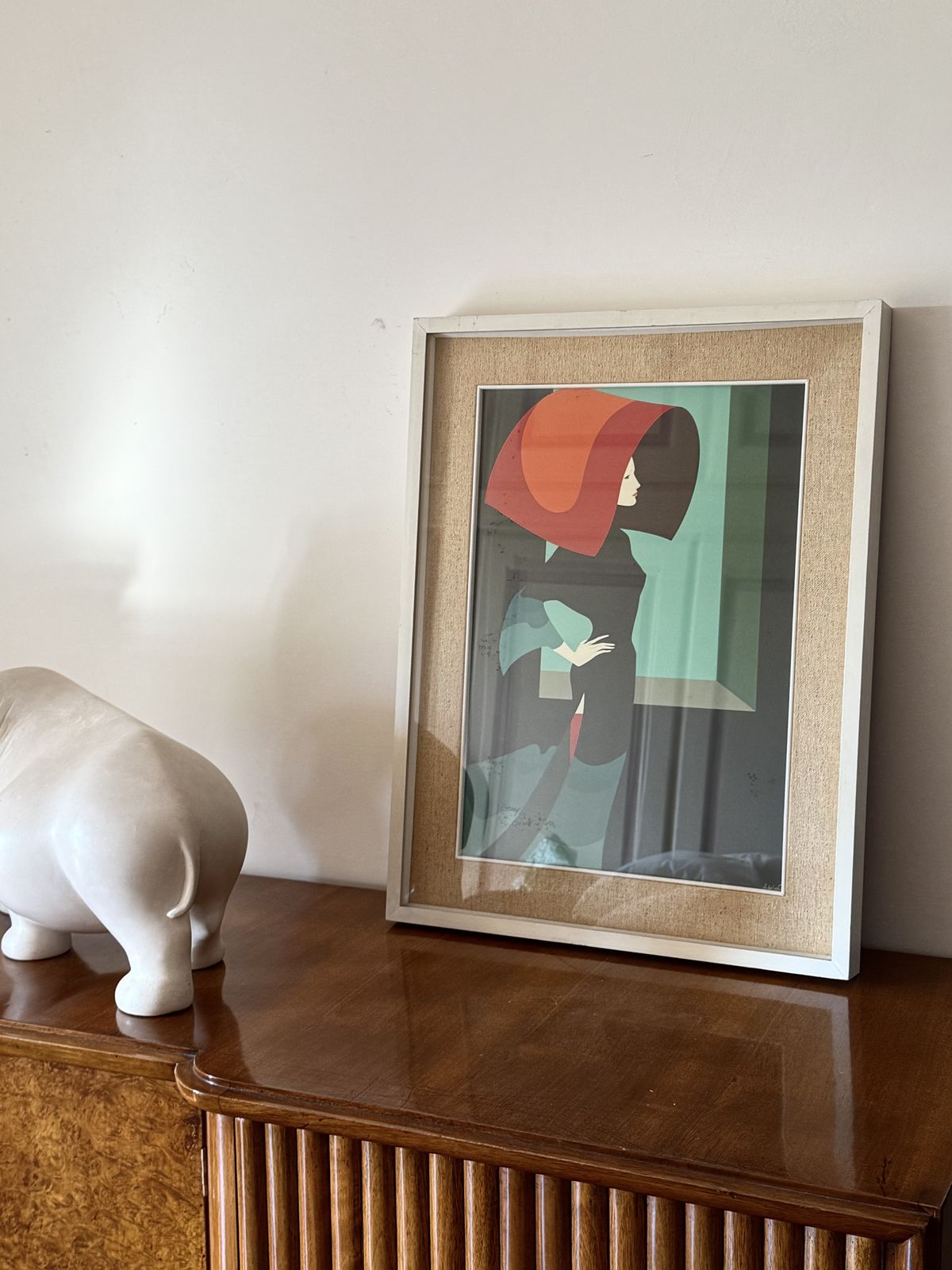 Amleto Dalla Costa, Original Serigraph Framed, Milan Italy 1980s photo furniture