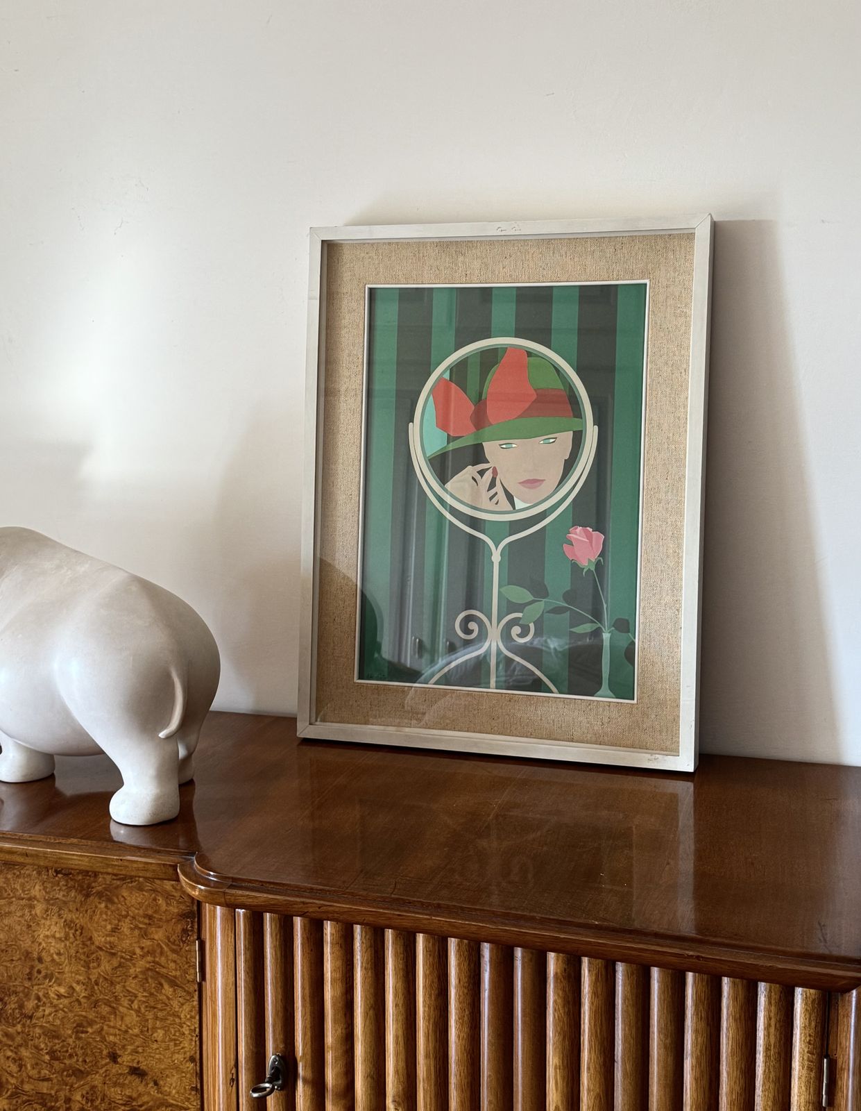 Amleto Dalla Costa, Original Serigraph Framed, Milan Italy 1980s photo furniture