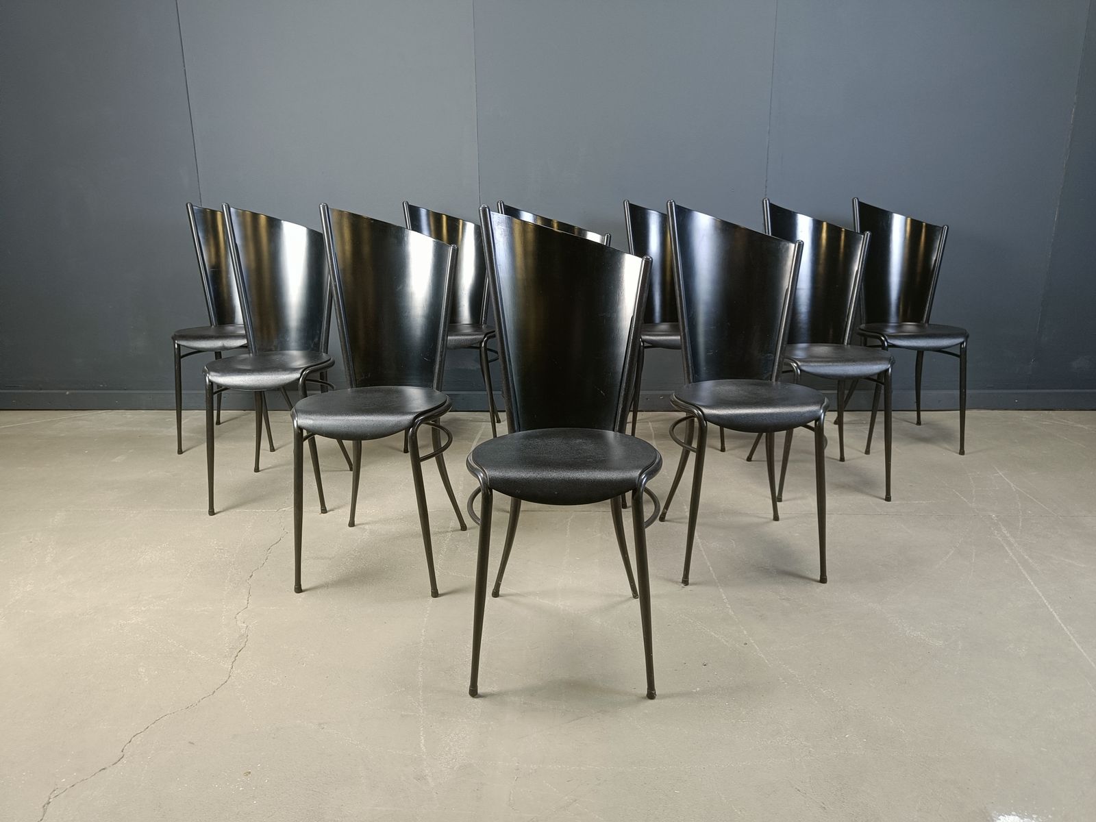 Post Modern Wooden Dining Chairs, 1980s   Set Of 10