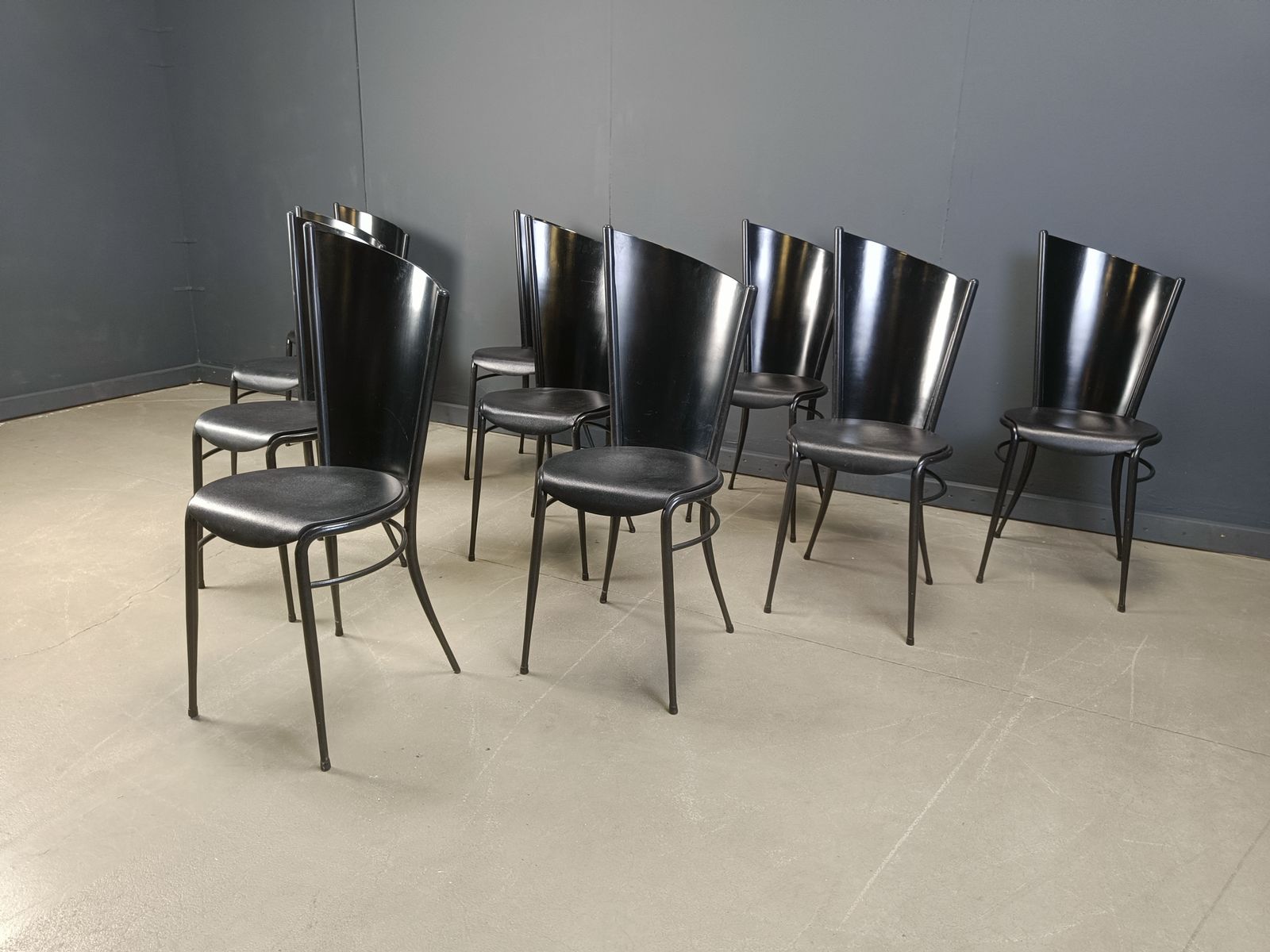 photo vinterior Post Modern Wooden Dining Chairs, 1980s   Set Of 10