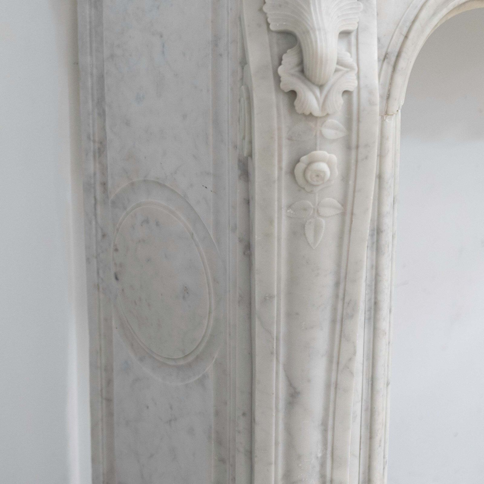 Antique French Style Carrara Marble Chimneypiece photo for sale