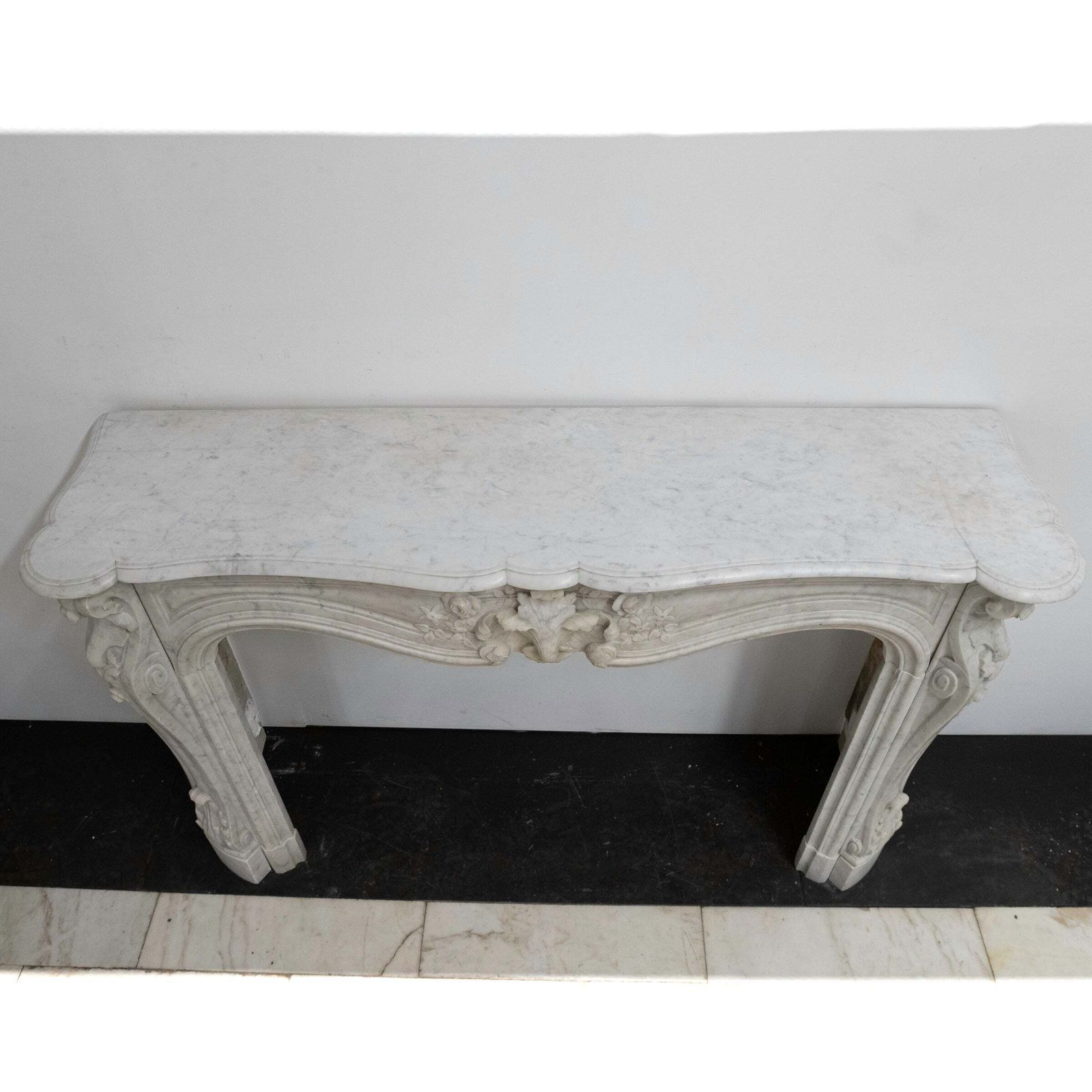 Antique French Style Carrara Marble Chimneypiece photo vintage
