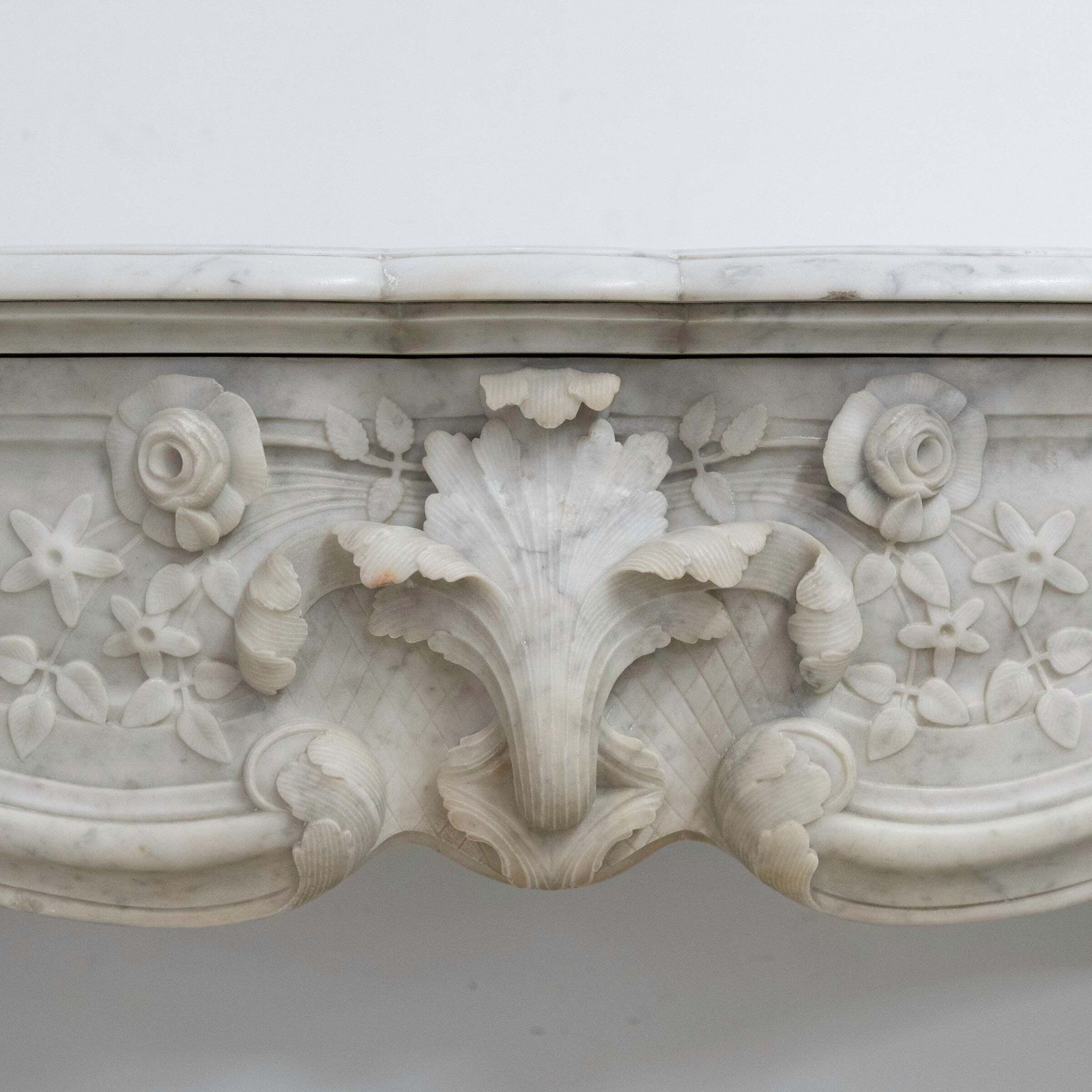 photo for sale Antique French Style Carrara Marble Chimneypiece