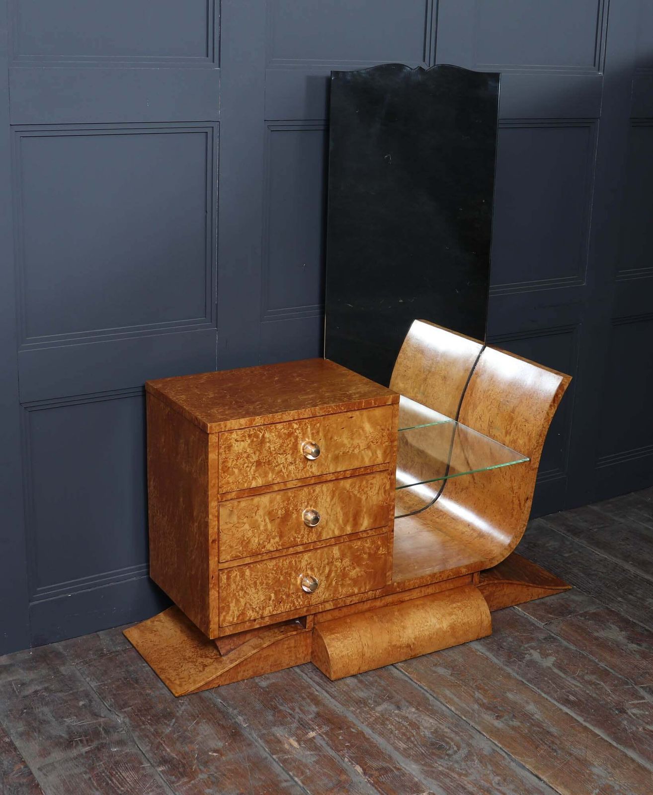 Art Deco Burr Maple Dressing Table photo vintage