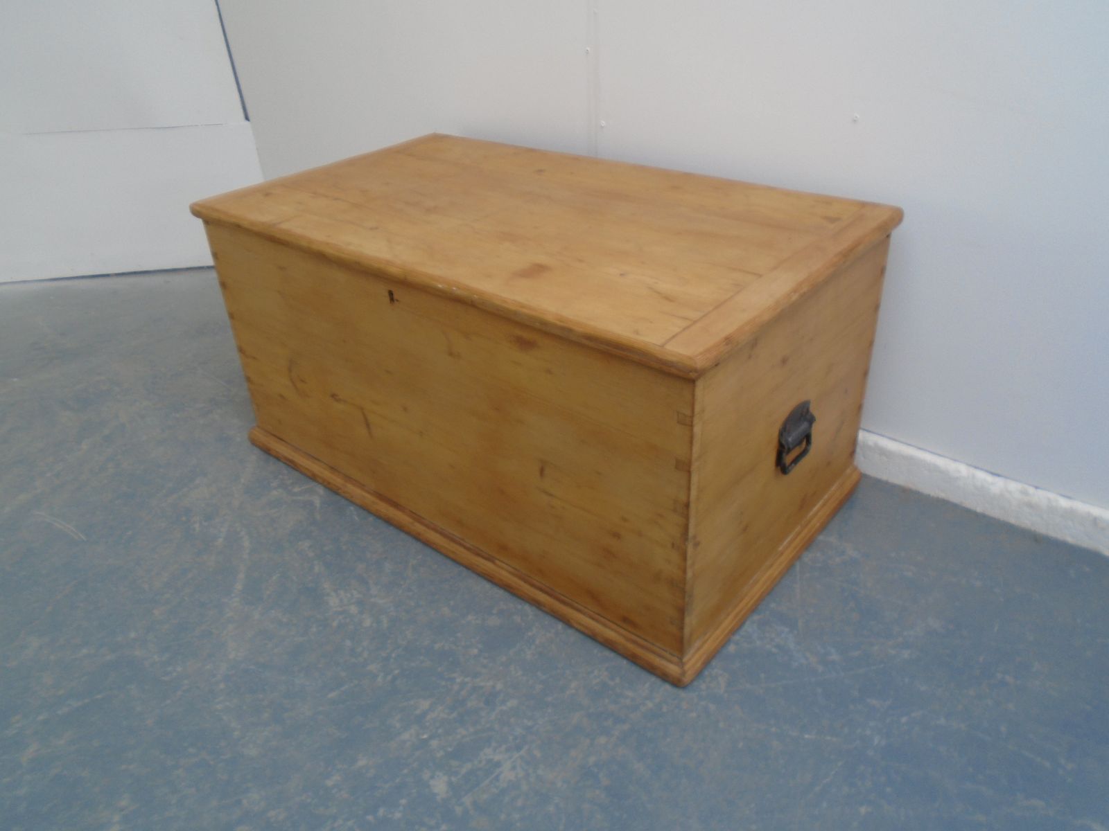 A Large Pine Waxed Victorian Coffer Box / Tv Stand