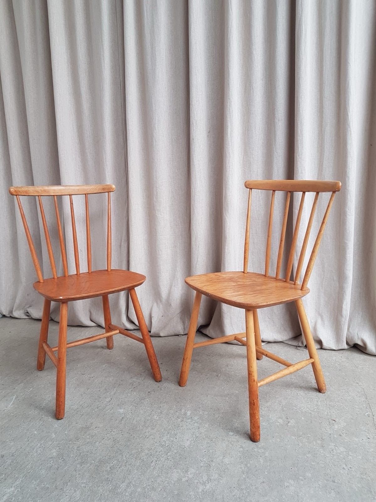 Vtg Late Mid Century Set 2 Farstrup Dining Chairs Scandi Danish Retro R842