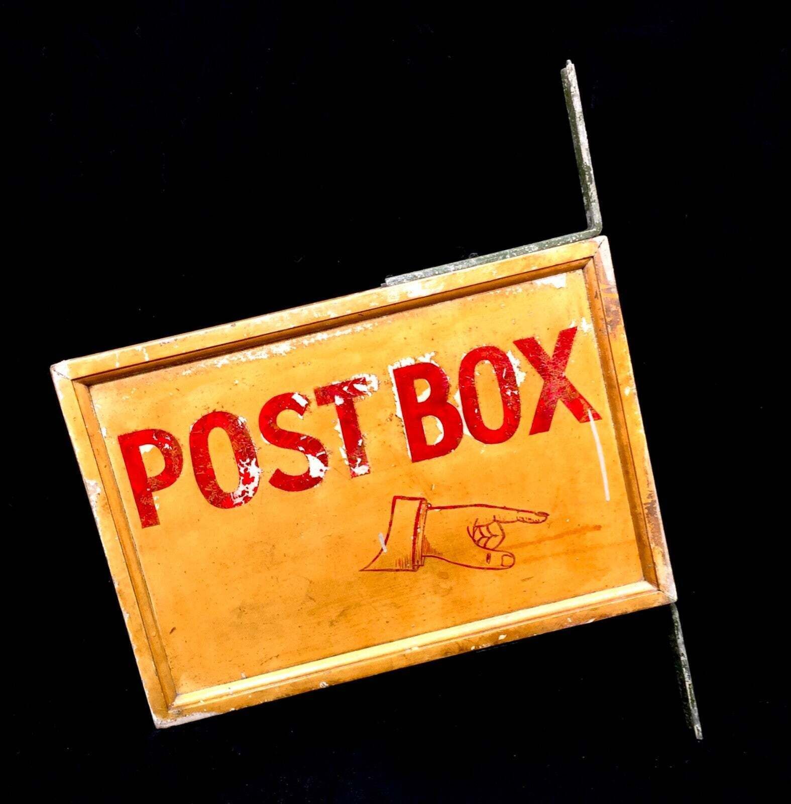 Antique Advertising   Early 20th Century Post Box Wooden Wall Mounted Sign C1930 photo vintage